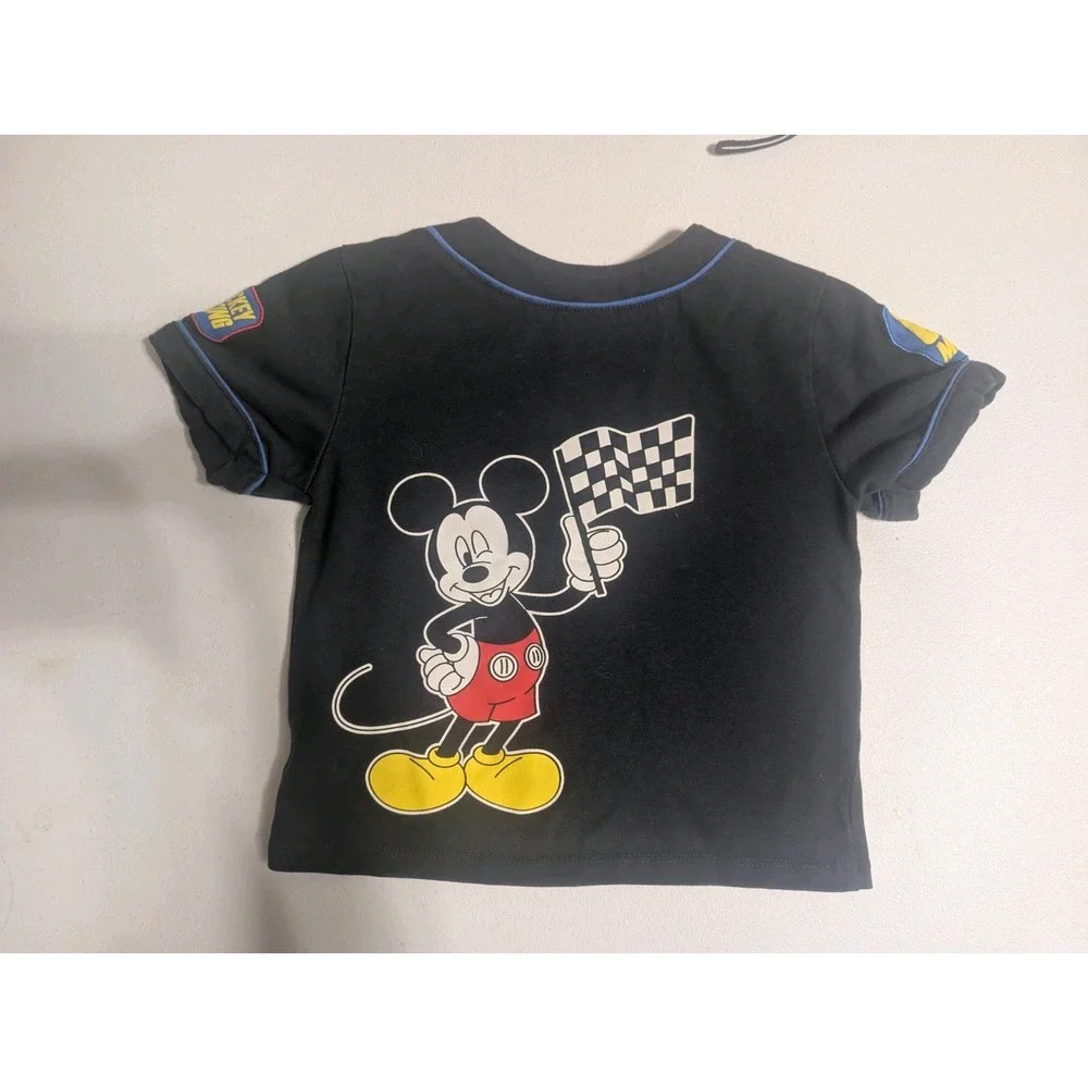 Disney Junior Mickey Mouse Racing Team Boys 3T Black Pit Crew Button Shirt